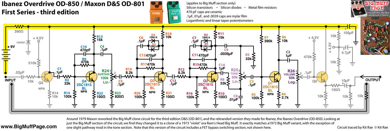 Big Muff Pi Versions and Schematics