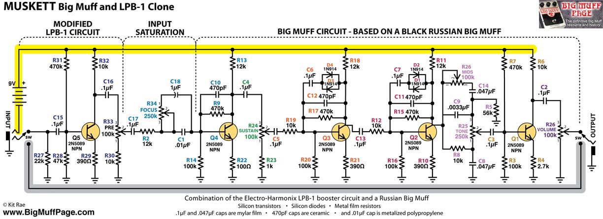 Big Muff Pi Versions And Schematics