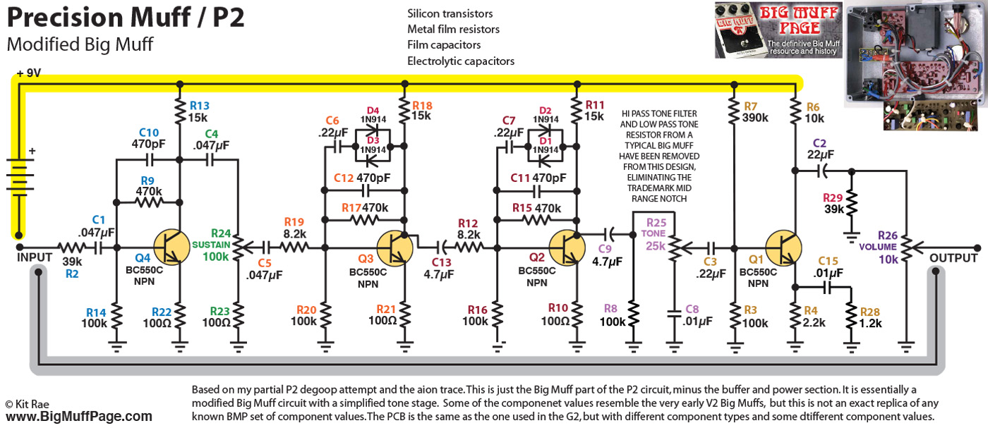 Big Muff Overdrive/G2 Schematic